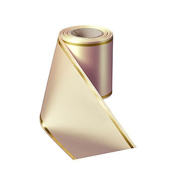 Kranzband Super-Satin mit Rand Strichrand Gold