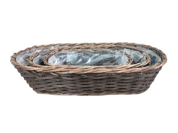 Korb oval 3er Satz aus Rattan