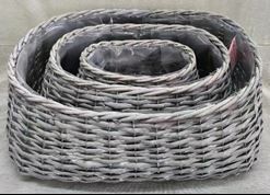Korb rund/oval 3er Satz grau mit Folie