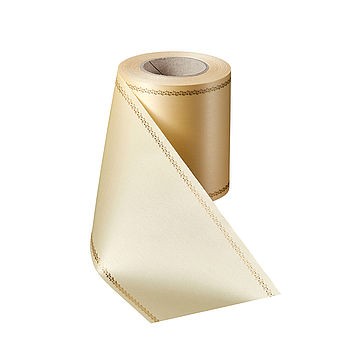 Kranzband Super Satin mit gezacktem Gold-Rand