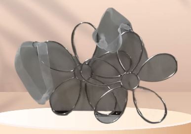Metall-Blume silber mit Dekoband
