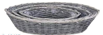 Schiff Korb rund 3er Satz grau washed