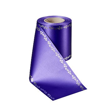 Kranzband Super-Satin mit Rand Efeu Silber